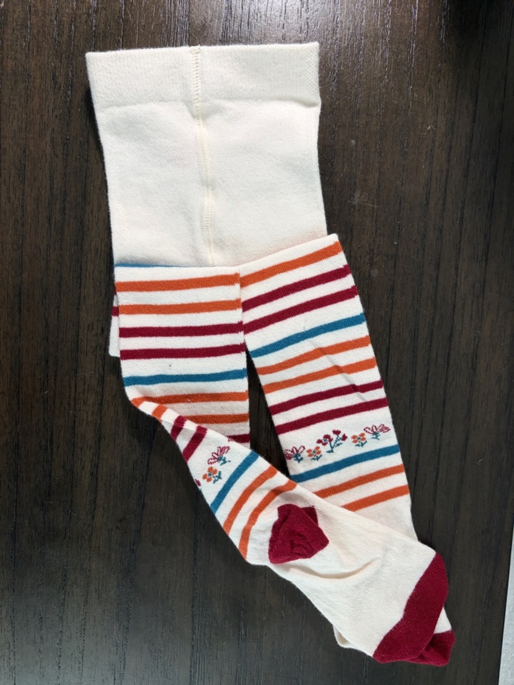 wonder nation Cream Tights with Red, Orange, Blue and Pink Stripes